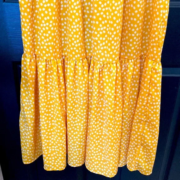 Womens Cottagecore Yellow w/White Flowers Spring Summer Maxi Dress Sz S/M - Picture 3 of 7